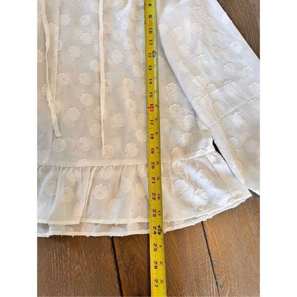 LOFT White Floral Long Sleeve Blouse Size Medium - Picture 7 of 9